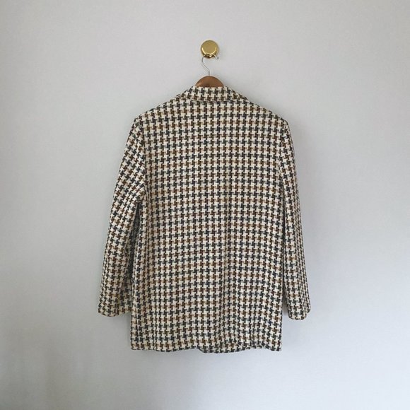 80s Tweed Houndstooth Blazer Style Coat - Picture 9 of 9